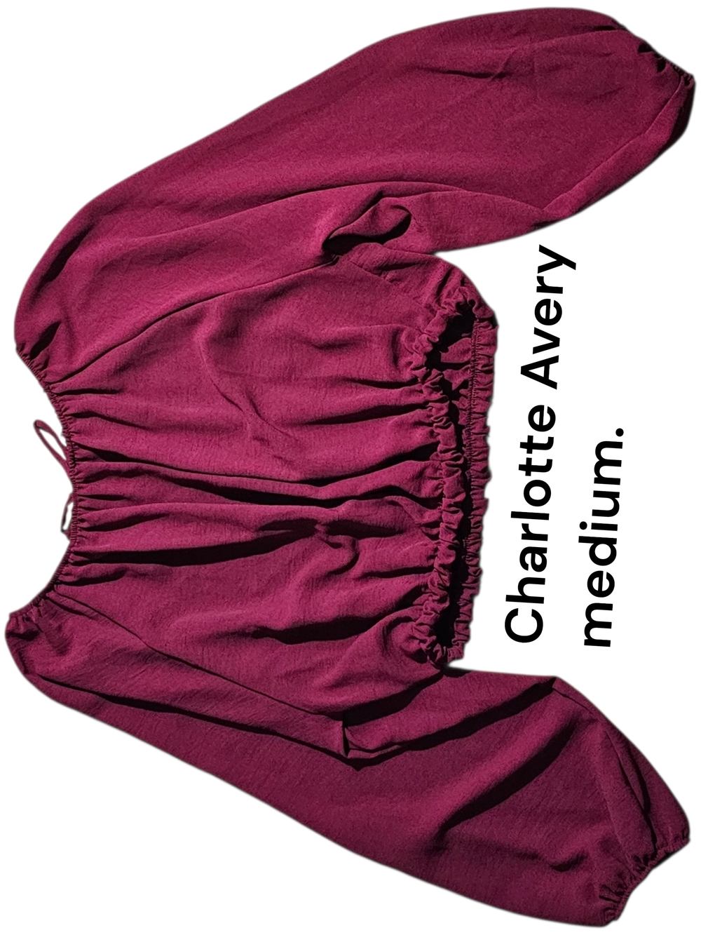 Charlotte Avery Smocked Off-Shoulder Blouse in Wine